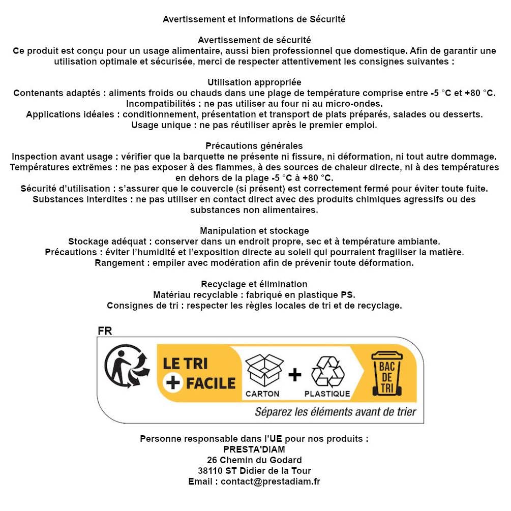 D-Work 1500 Barquettes Charcutières 500cc de 14,3 x 11,1 x 4,9 cm - Emballage Pro Fraîcheur Transparent Alimentaire