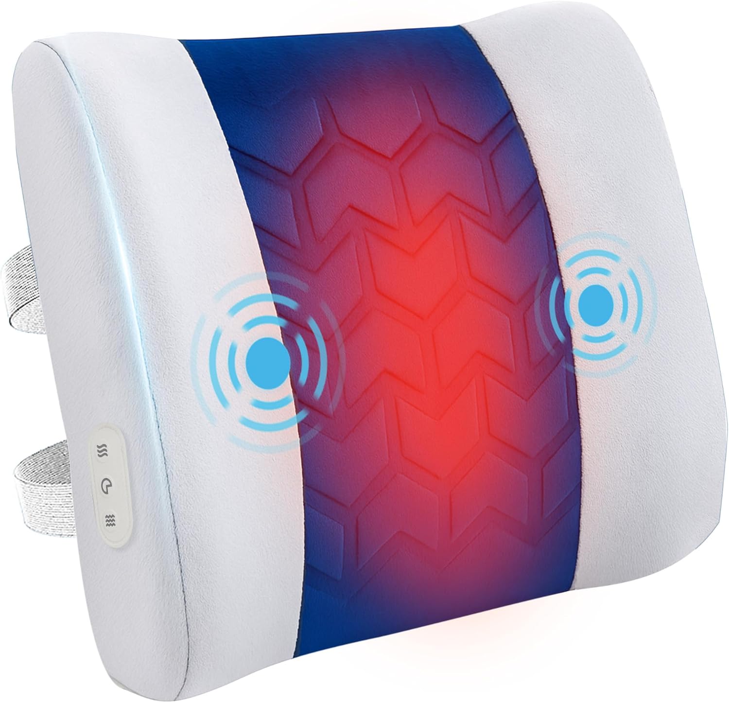 CILI Lumbar Support Pillow for Office Chair, Heated Back Support with Vibration, Back Massager for Chair, Rest Cushion Pillow for Desk Chair Sofa, Gifts for Mom Dad Women Men(Blue)