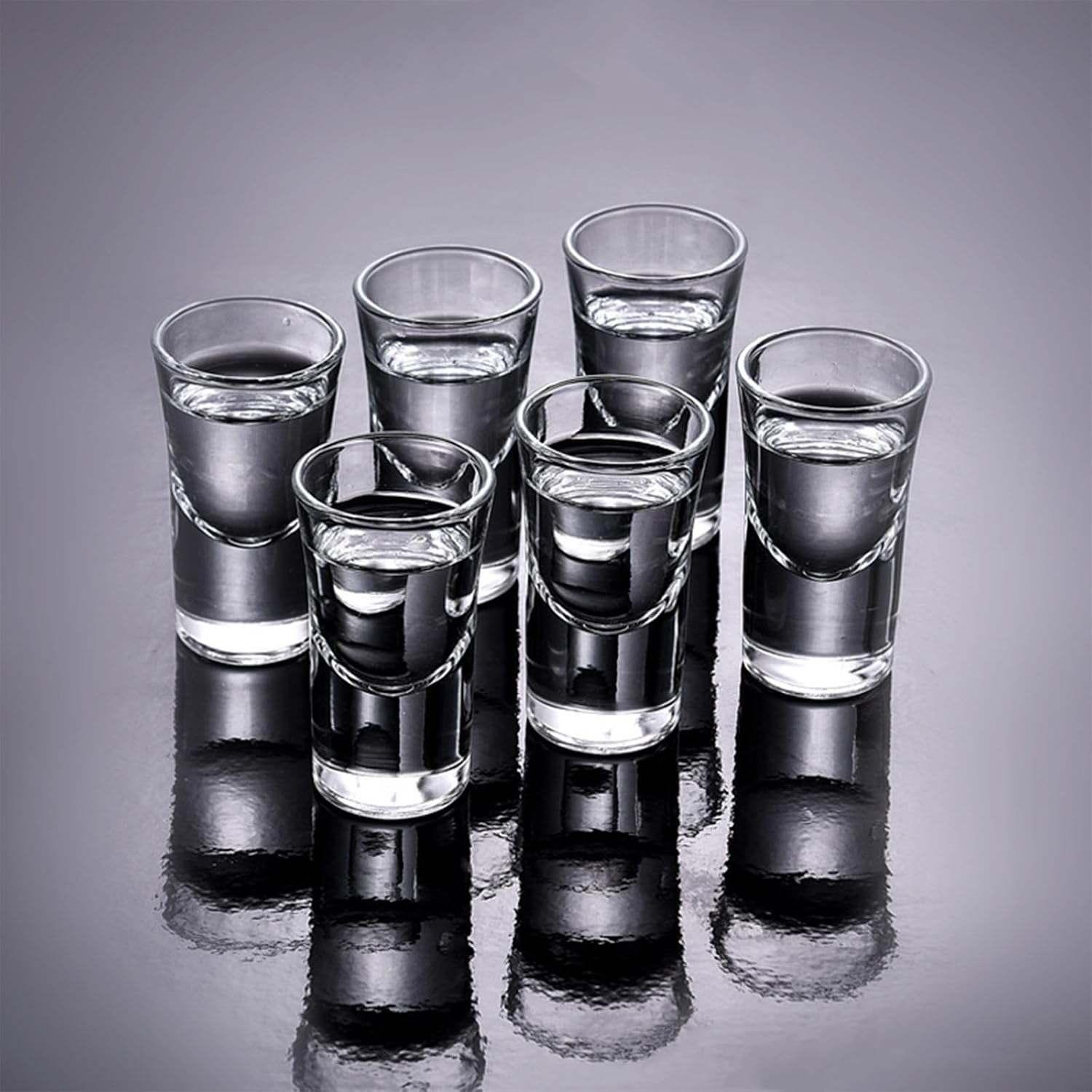 Mini Shot Glasses Set of 6, 0.5oz/15ml Clear Bullet Cups with Heavy Base