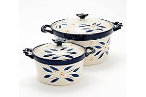 Temp-tations Set-of-2 Round Bakers w/ Ceramic Dome Lids: 2.5 Qt and 1 Qt