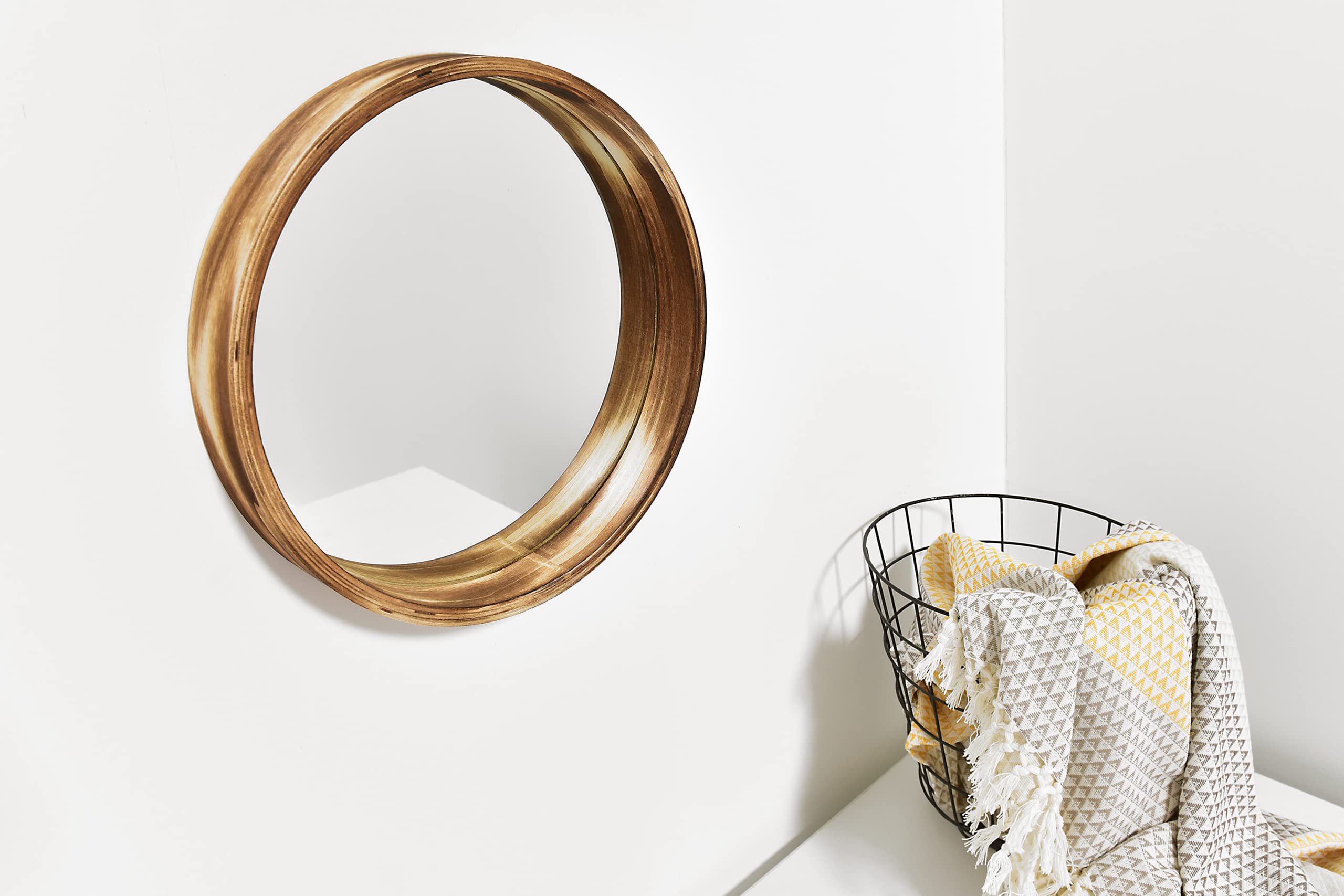 Rundspiegel, Ø 40 cm, Holz, Natur, Wandspiegel für alle Wohnbereiche, Mauro