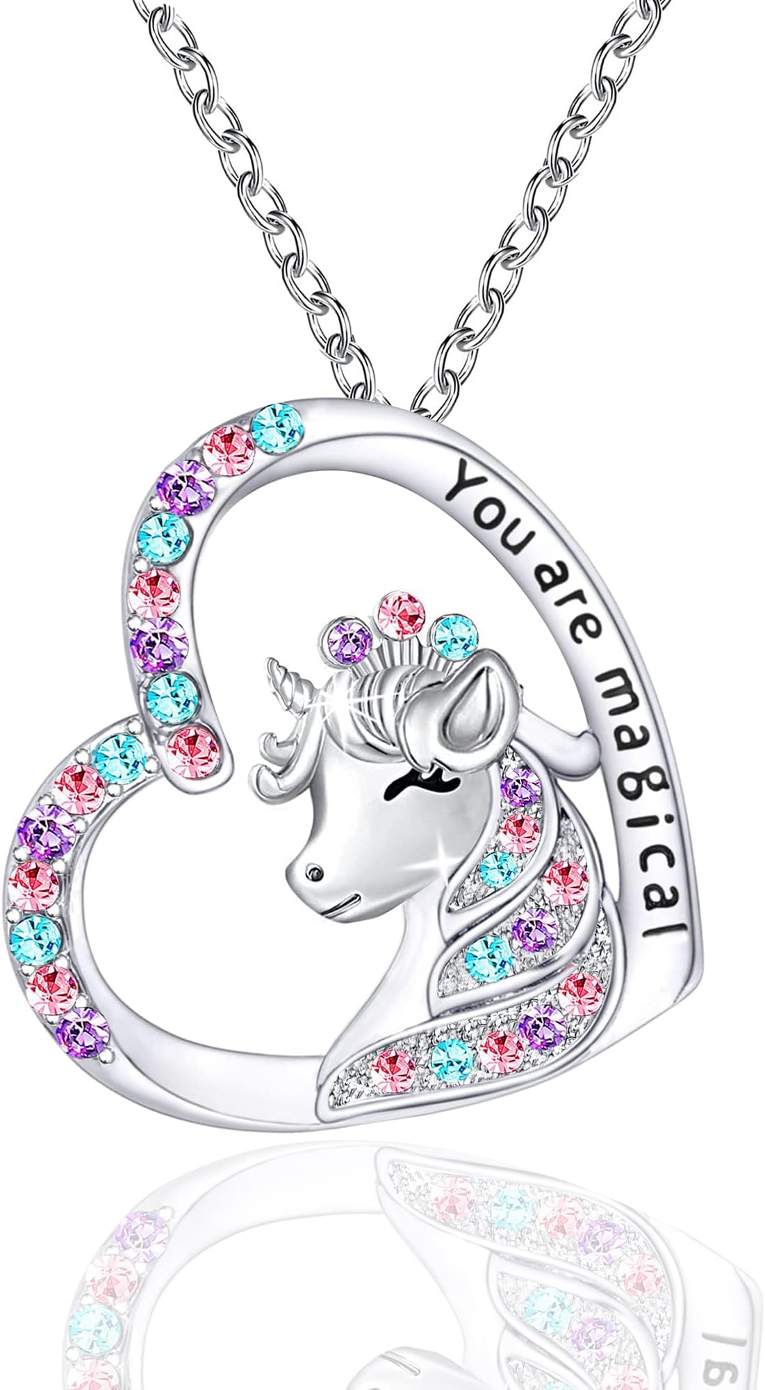 You are Magical Necklace for Girls Crystal Heart Pendant Necklaces Jewelry Gifts for Girls Daughter Granddaughter Niece Birthday