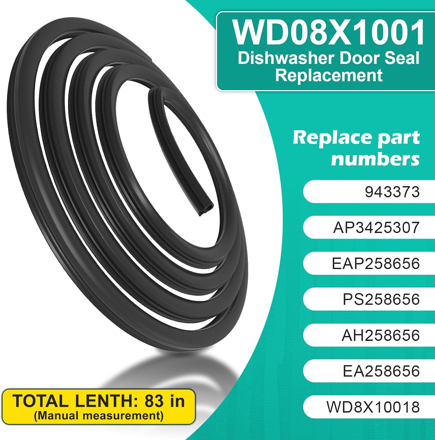 Upgraded WD08X10018 Dishwasher Door Gasket Seal Replacement Compatible with GE, Hotpoint Dishwasher Door Seal Replaces WD8X10018, AP3425307, 943373 Dishwasher Tub Gasket Seal