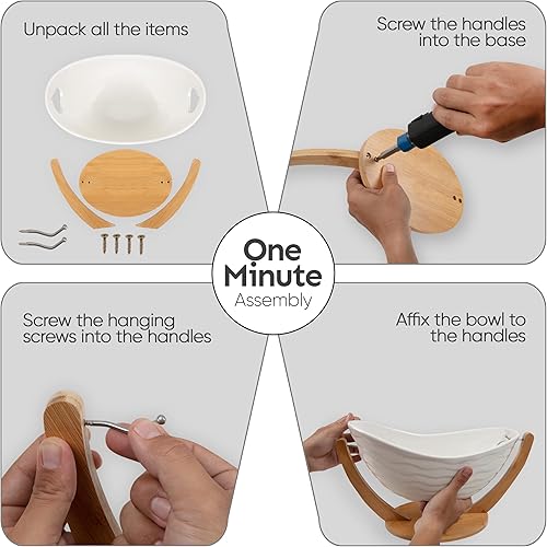 Miniatura 5 de Frutero de cerámica para encimera de cocina, soporte moderno de frutas de 13 pulgadas, cesta de frutas grande para isla, cuenco decorativo grande