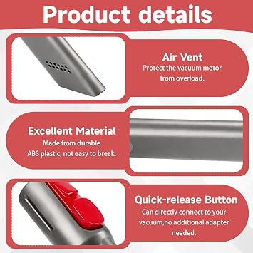 1 PCS Crevice Tool for Dyson Vacuum, Replacement Dyson Accessories Fits V15 V10 V8 V11 V7, Quick Replacement Flat Nozzle Head Accessories for Home & Car Gap Cleaning, Long Narrow Corner Brush