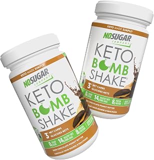 No Sugar Company Keto Protein Shake, Peanut Butter Chocolate, Low Carb, Rich and Decadent, Zero Sugar, Curbs Appetite, Helps Achieve Weight Goals, Rich in MCT, non-GMO, All Natural (2 × 600g (Pack of 2))