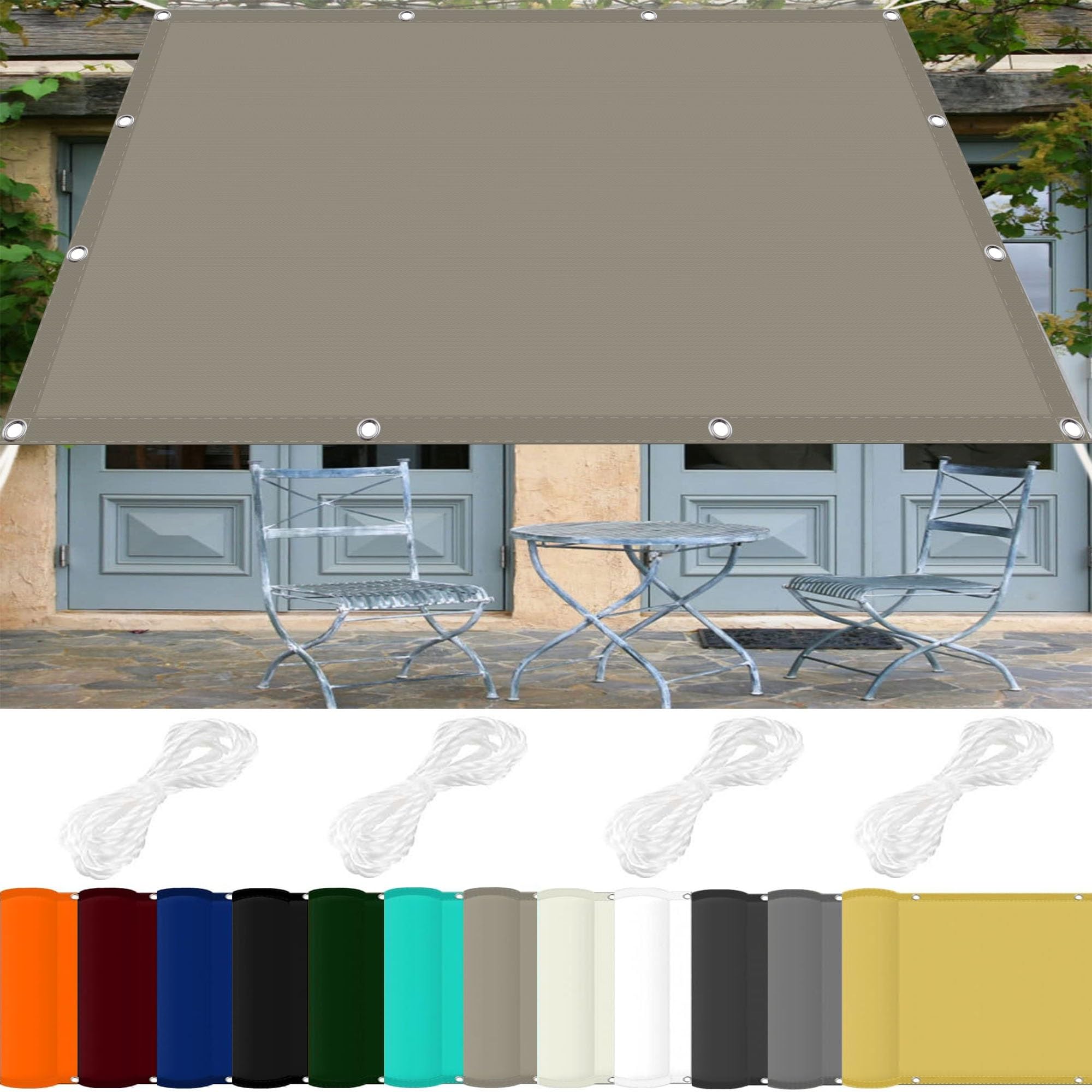 Vele Ombreggianti Rettangolare 2.5 x 3.5 m 98% Protezione UV Parasole Tenda Giardino Poliestere per Giardino, Balcone, Piscina, Cachi