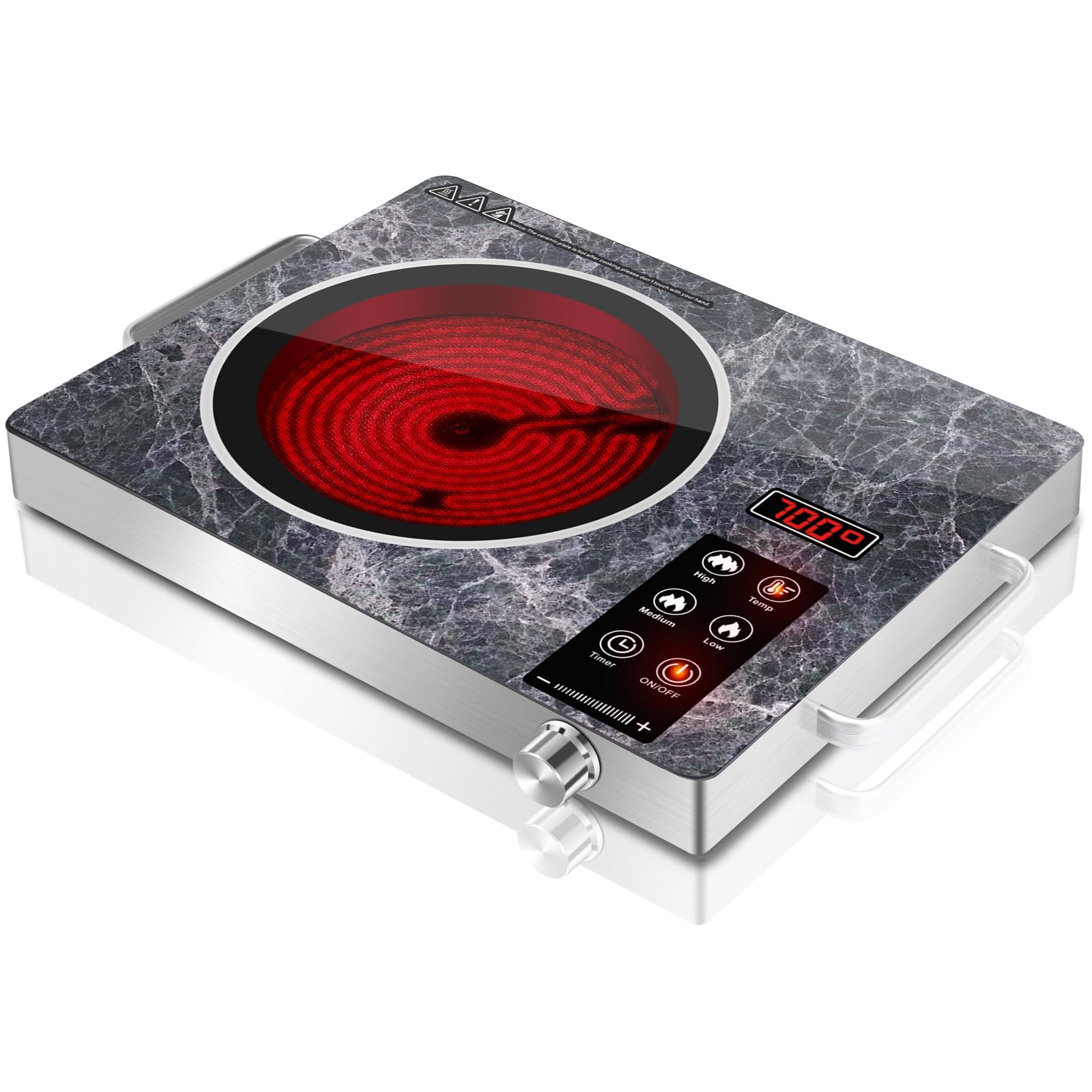 GRACEALL Cocina Infrarroja Eléctrica 3500W, Placa Eléctrica de Un Fuego, Hornillo Portátil de Encimera con Enchufe, Temperatura Ajustable, Ideal para Cocina y Camping