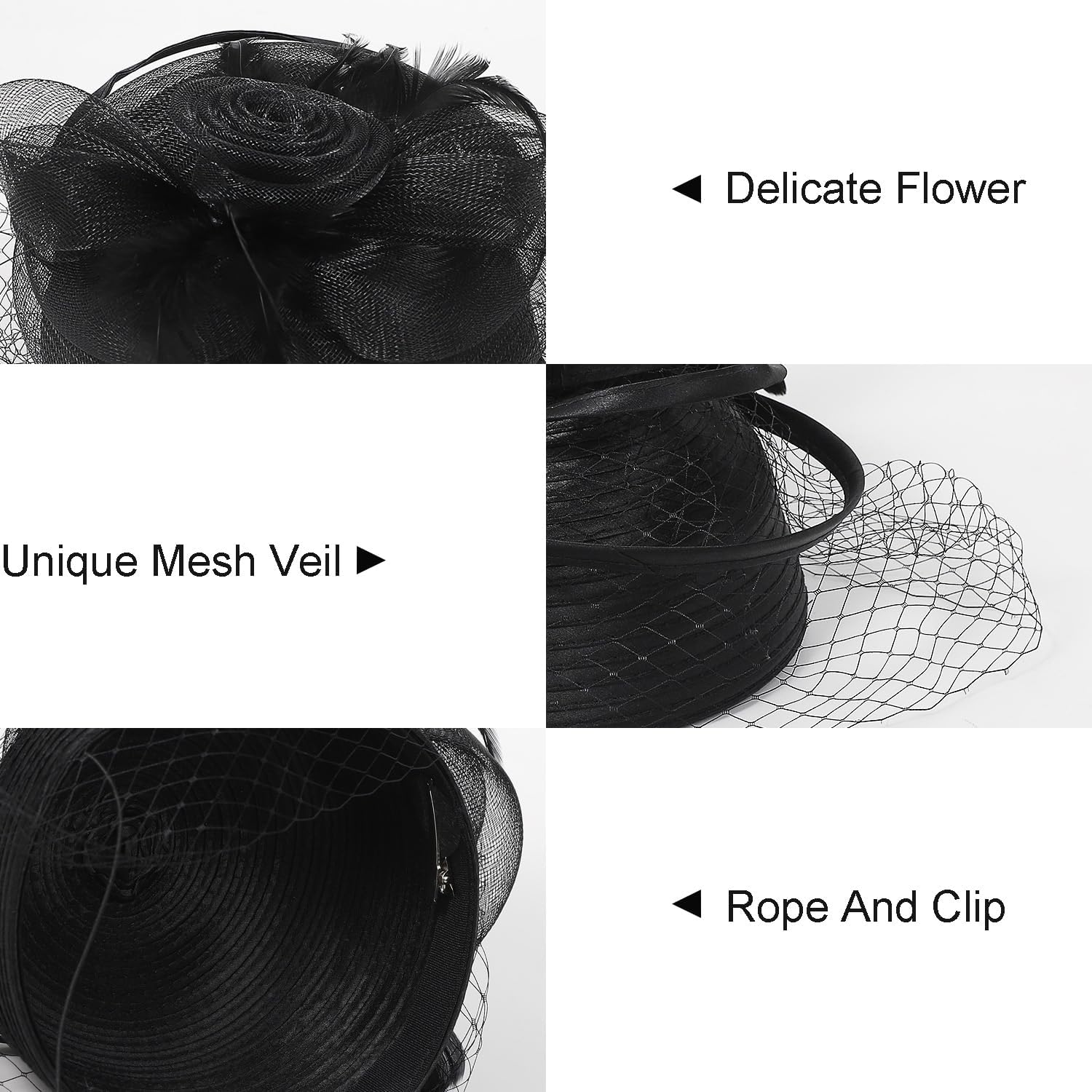 Vintage 20s 50s Feather Mesh Fascinator Hat with Veil Elegant Pillbox Style for Church Derby Wedding Tea Party Cocktail