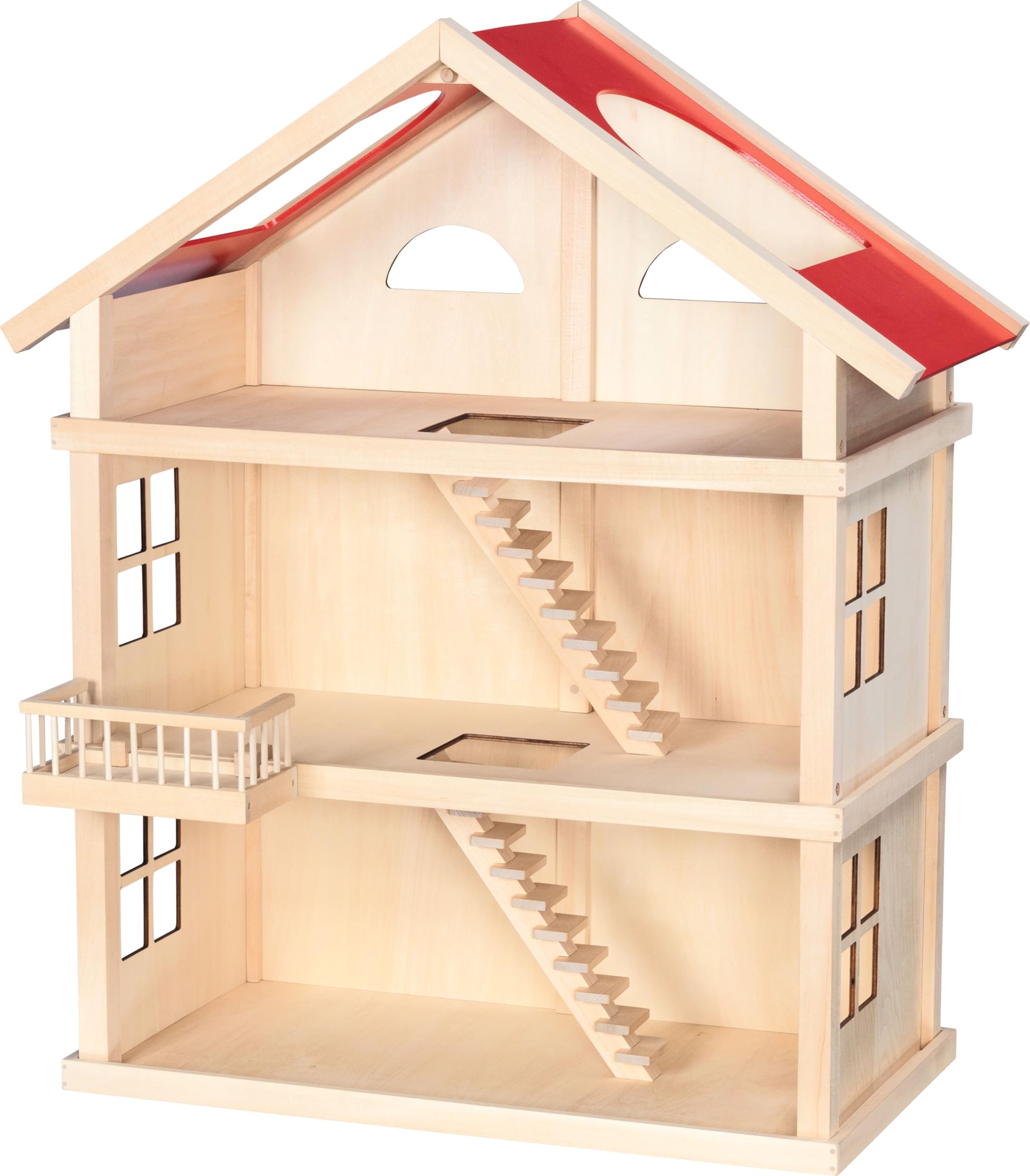 goki 6633 - Puppenhaus Set XXL, 115 Teile aus Holz & Textil, Komplettes Möbelset & Zubehör, Biegepuppenfamilie, Küche, Badezimmer, Schlafzimmer, Wohnzimmer, Haus mit Etagen 65 x 35 x 88cm, ab 3 Jahre