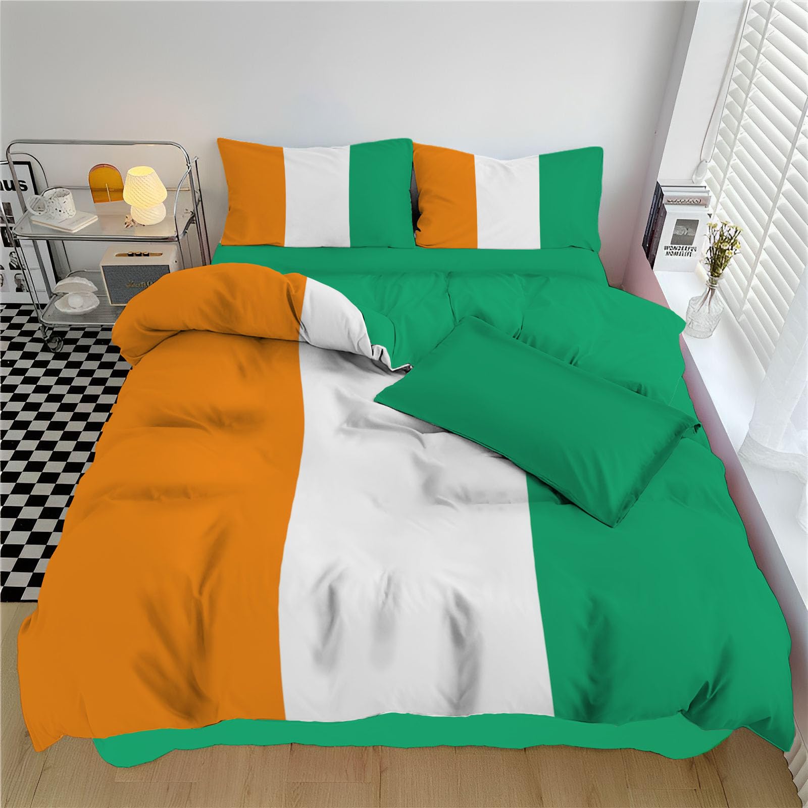 Parure housse de couette Côte d'Ivoire orange blanc vert pour vibrer au pays