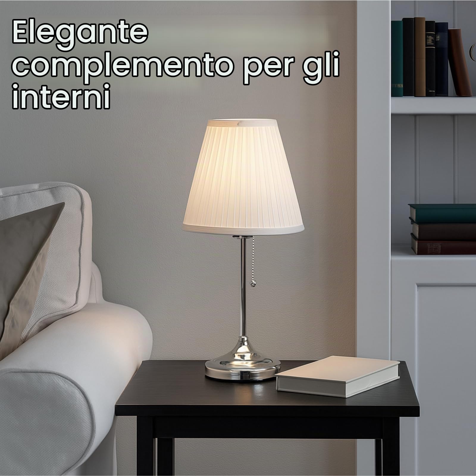 Arte Lamp Marriot Lampada da Tavolo in Tessuto Bianco con Cavo Lampada da Comodino per Soggiorno Camera da Letto Lettura Studio con Design Accogliente per Studio e Lettura