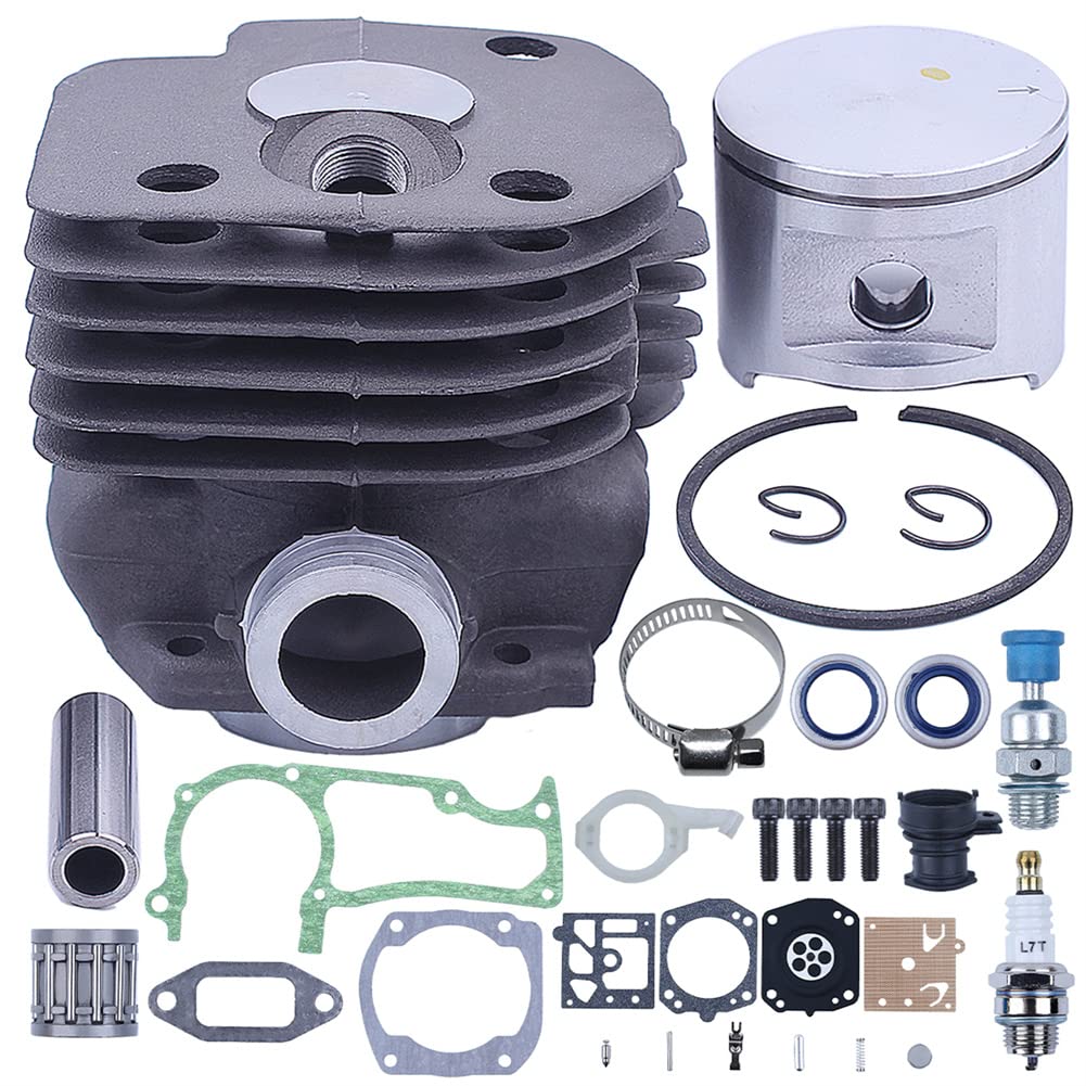 Kit de pistón de Tarjeta de 52 mm de diámetro Interior del Cilindro, para Pieza de Motosierra para Jonsered 2063 2065 2071, para Motosierra para Husqvarna 372, 372Xp, 371, 365, 362, 503691072