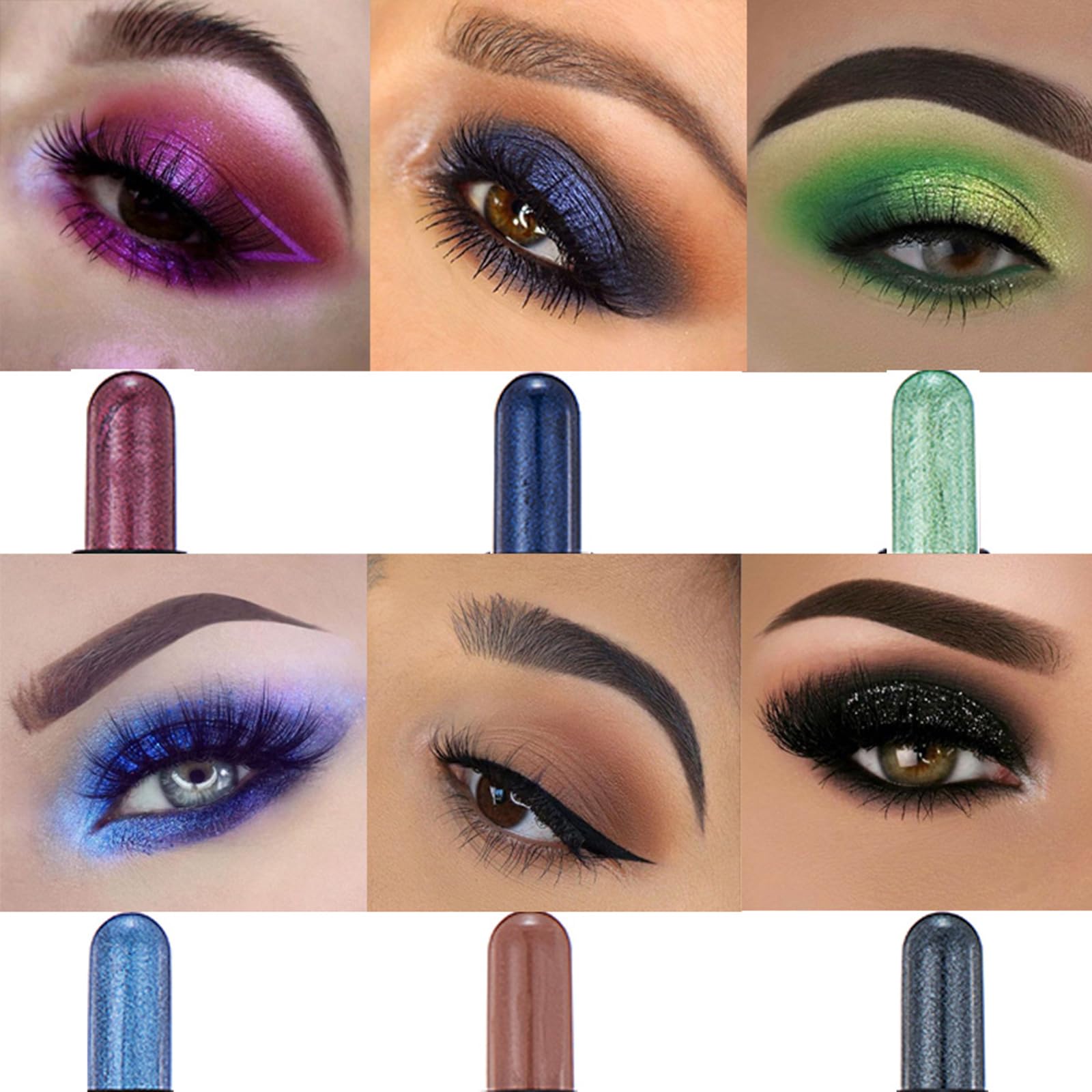 Crayon à Paupières, 12 Couleurs Étanche Fard a Paupiere Stick Bâton de Fard à Paupières Avec Taille-Crayon Eyeshadow Stick Longue Durée Maquillage pour les Yeux Cadeau pour femme