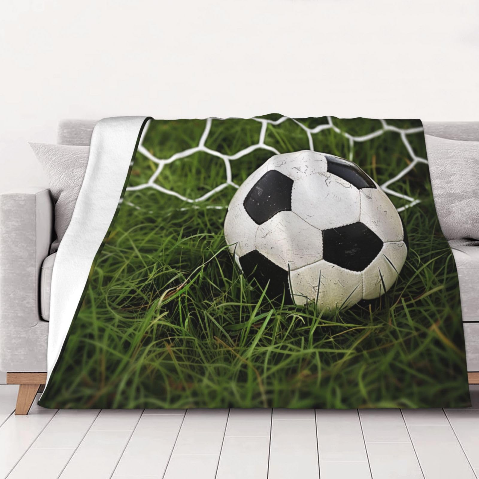 Couverture flanelle football herbe verte plaid chaud contre le froid du lit
