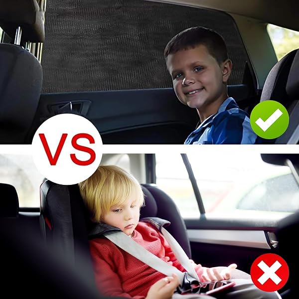 2 Pack Car Window Shades for Baby,Car Blinds for Windows with a stretched size of 54 x 100cm,Breathable Mesh Sun Shade for Baby,Universal Fit for 99% of Vehicle Models,Protect Kids from Sun Glare - 4