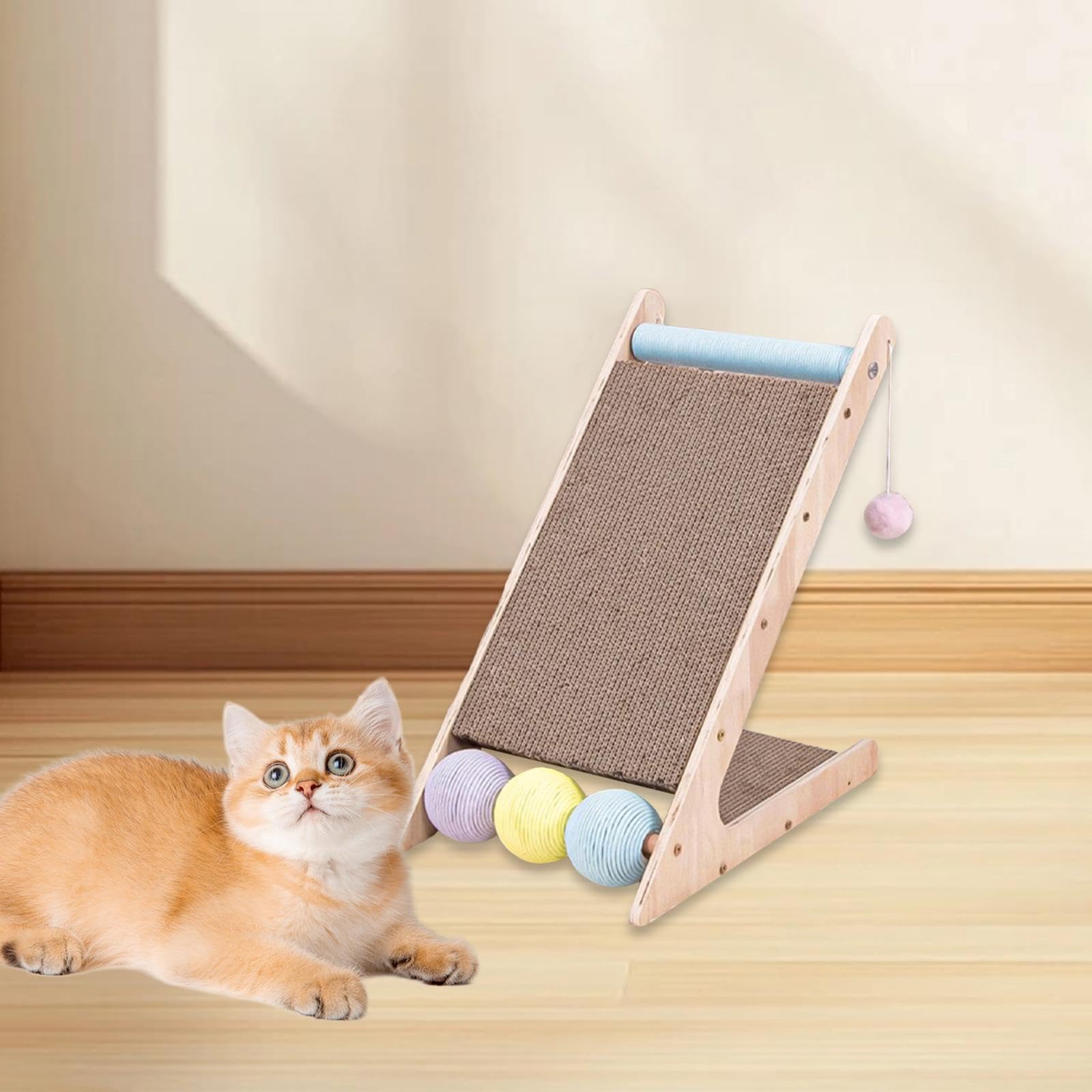 Rampa Rascadora para Gatos, Rascador para Gatos después de Rascar, Placas Rascadoras, Pelotas de Juguete para Afilar Las, para Gatos Pequeños, 438cmx275cmx445cm