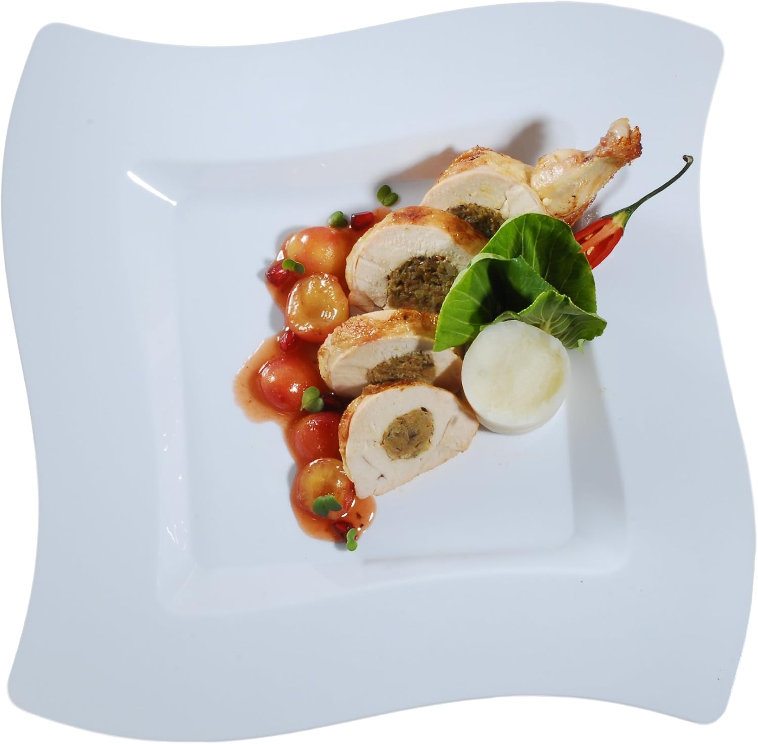 Fineline Settings Wavetrends White Square-Wave China-Like 9" Plate 120 Pieces