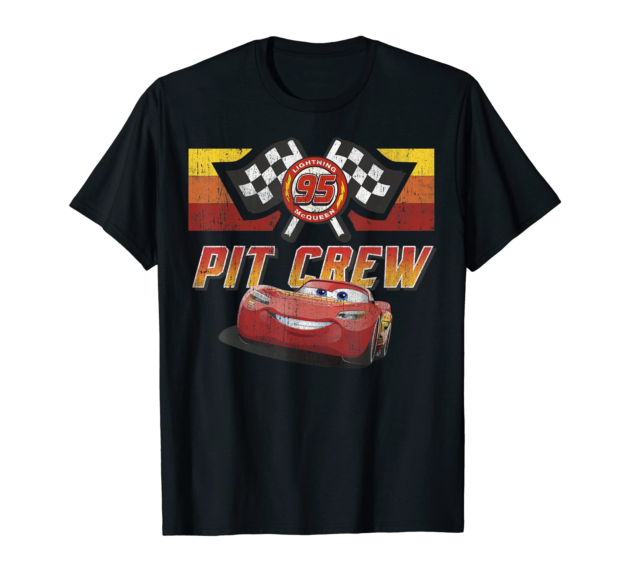 Disney Pixar Cars McQueen Pit Crew Red Distressed T-ShirtOEKO-TEX STANDARD 100