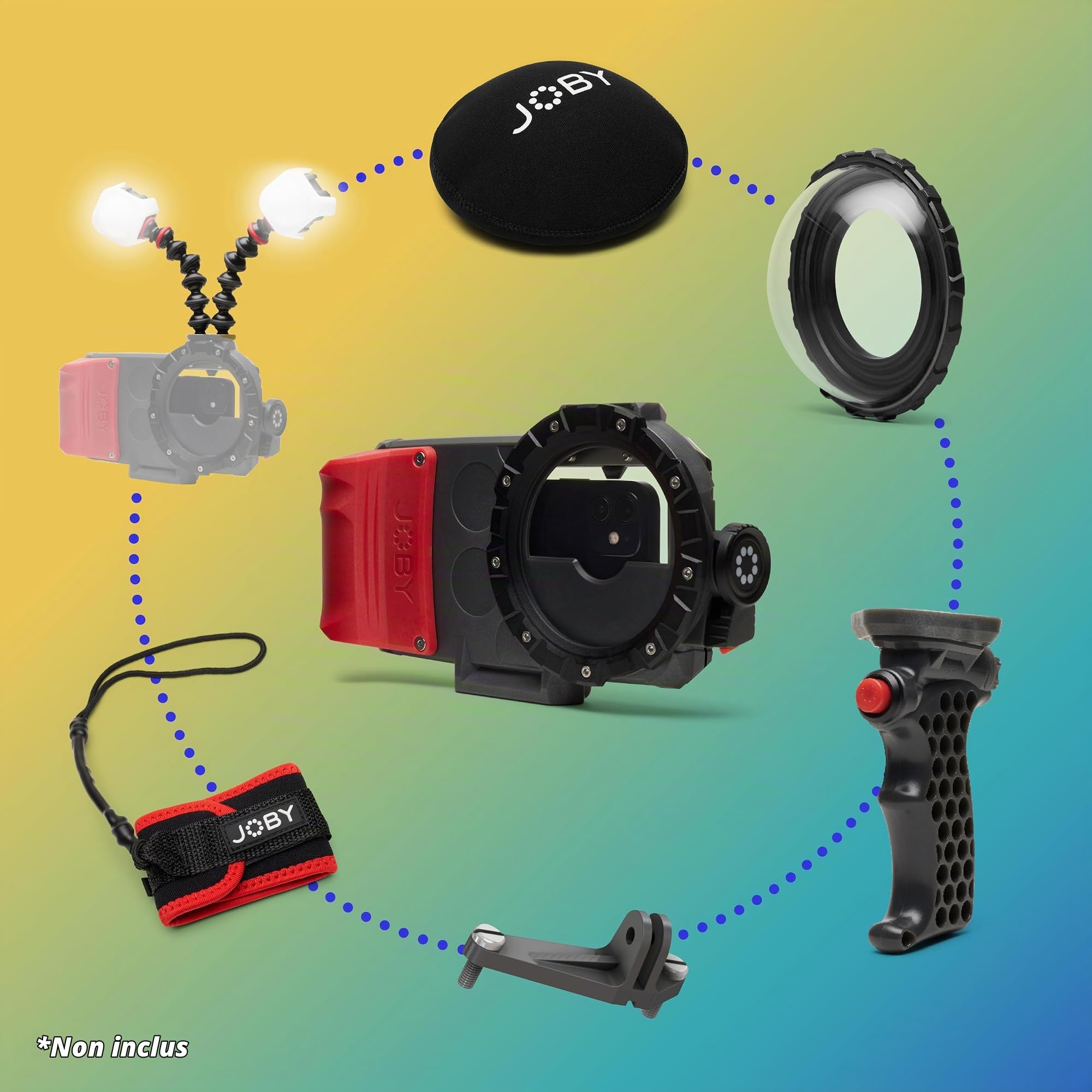 JOBY SeaPal Caisson Étanche pour Smartphone Jusqu’à 10m - pour Créer des Photos et Vidéos d’Action dans l’Eau - Surf Plongée Pêche Voyage - Compatible iPhone et Samsung S24/23/22