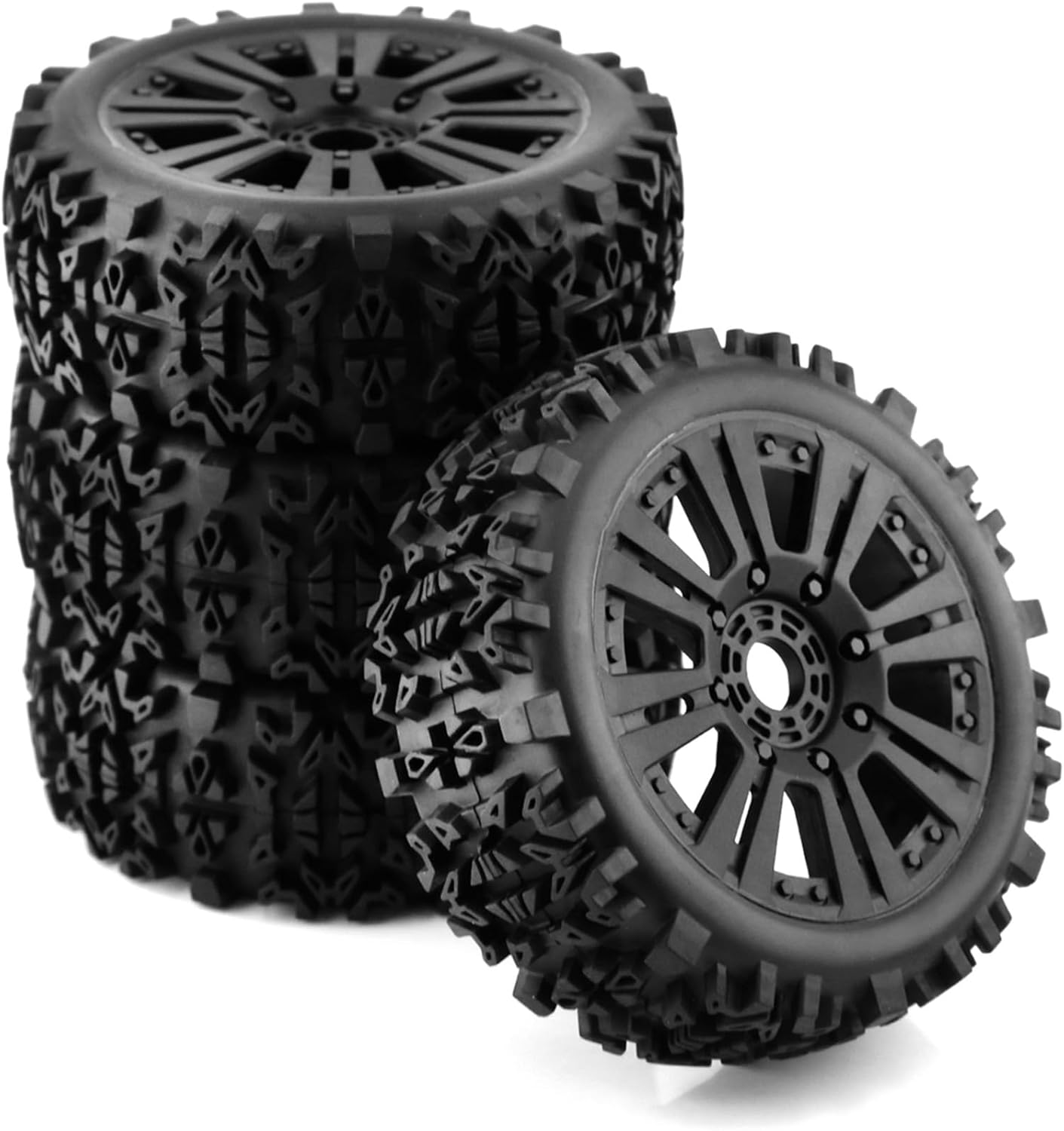 1:8 Scale RC Buggy Tires OD 4.72" and Wheels 17mm Hex with Foam Inserts for 1/8 Off Road Buggy Truck Car Traxxas Arrma Typhon 6S 3S Talion 6S Losi 8ight HPI Vorza Flux Kyosho Hobao 4PCS