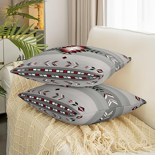 Miniatura 3 de Feelyou Juego de 2 fundas de cojín cuadradas de 18 x 18 pulgadas con diseño nativo del suroeste para niños y niñas, diseño geométrico del suroeste,