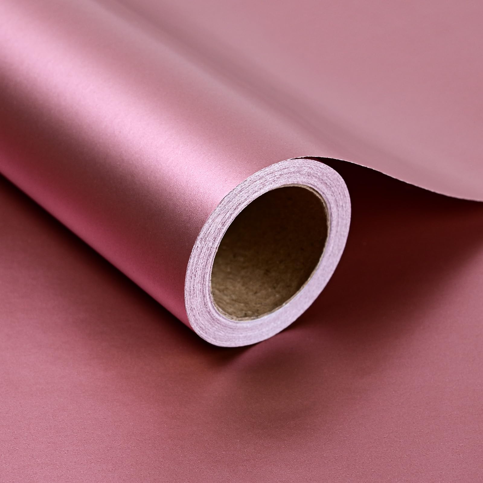 Iioscre Gift Wrapping Paper, Rose Gold Wrapping Paper Roll, Matte Metal Solid Color Wrapping Paper for Birthday Christmas Wedding Baby Shower Father's