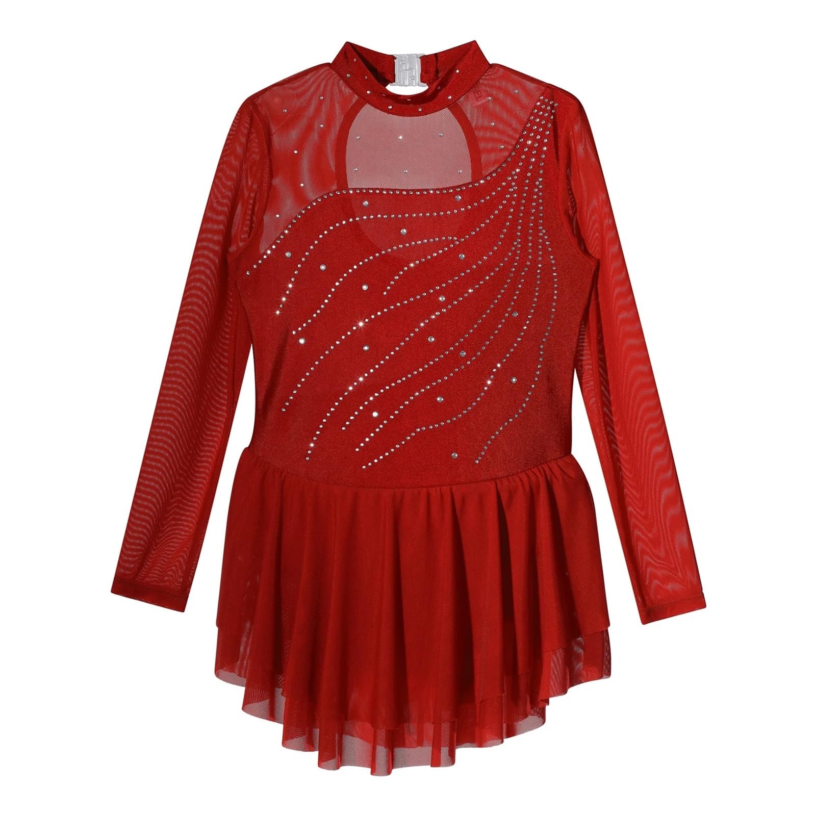 Maillot Gimnasia Ritmica Niña Vestido de Patinaje artístico for niñas, de Gasa Brillante, for Ballet, Gimnasia, Baile, competición, Patinaje sobre Hielo(White,10)