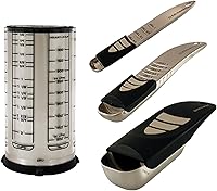 Vista 11 de KitchenArt Cucharada de la serie profesional, cuchara medidora de satén champán, ajustable de 1/2 cucharadita a 1 cucharada, blanco y negro