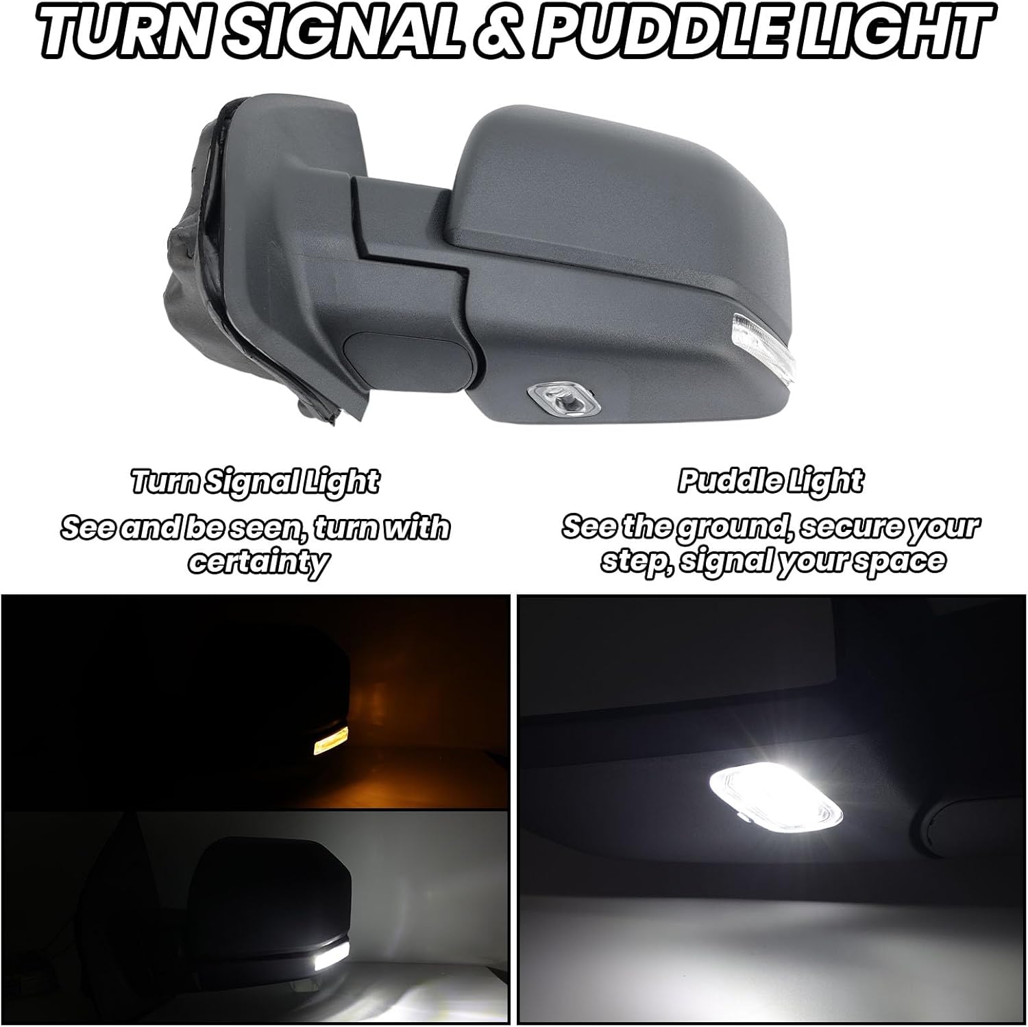 (9 Pins) Left Driver Side Mirror For 2015-2020 Ford F150 With Heated/Power Glass/Turn Signal/Puddle light/Backup Marker Light/Manual Folding Replace# FO1320524