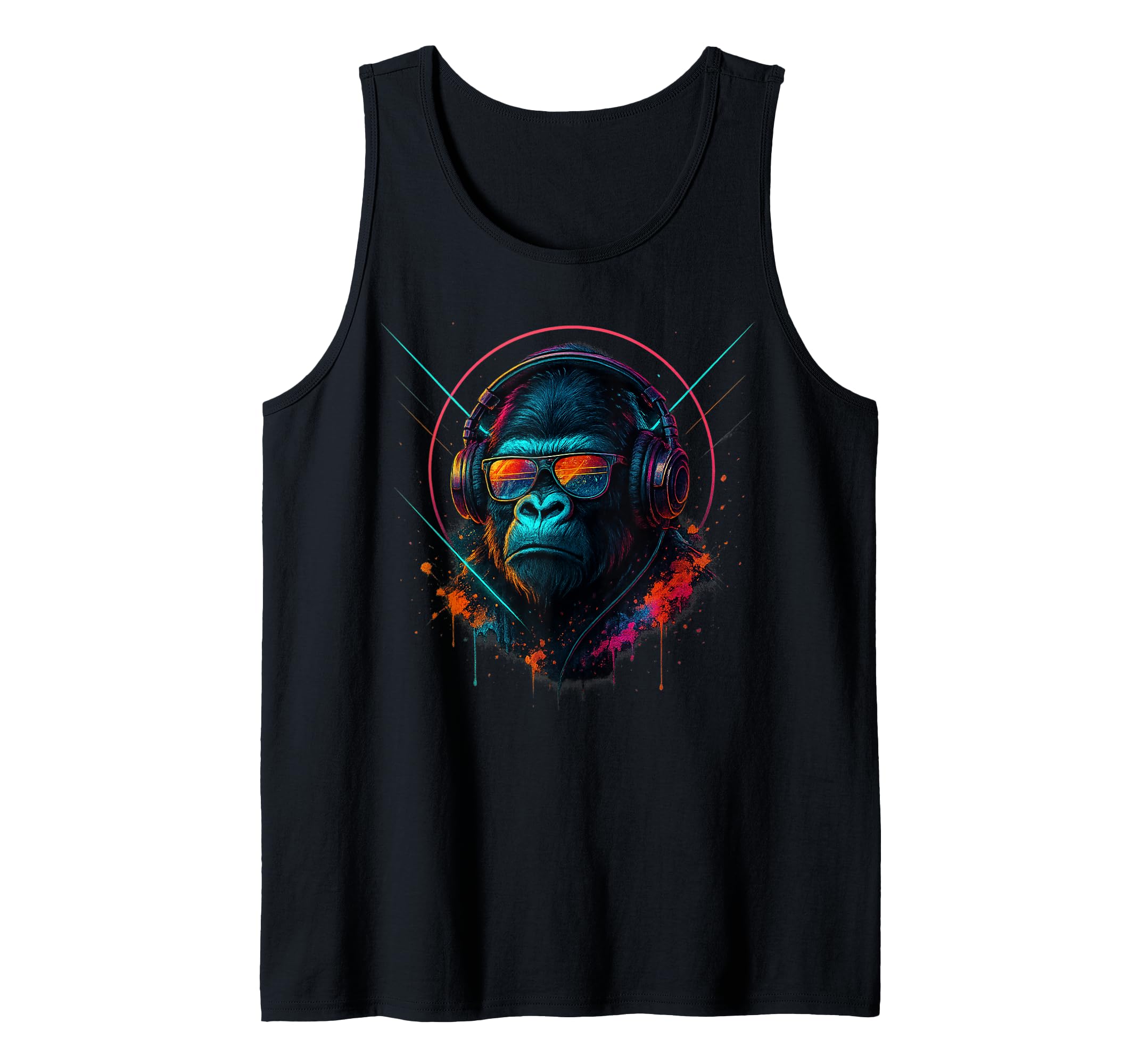 Cool Gorilla Headphones Bold Paint Street Art Design Tank Top