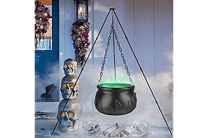 XL Large Halloween Cauldron with Timer Lights for Outdoor Display and Hocus Pocus Yard Decor