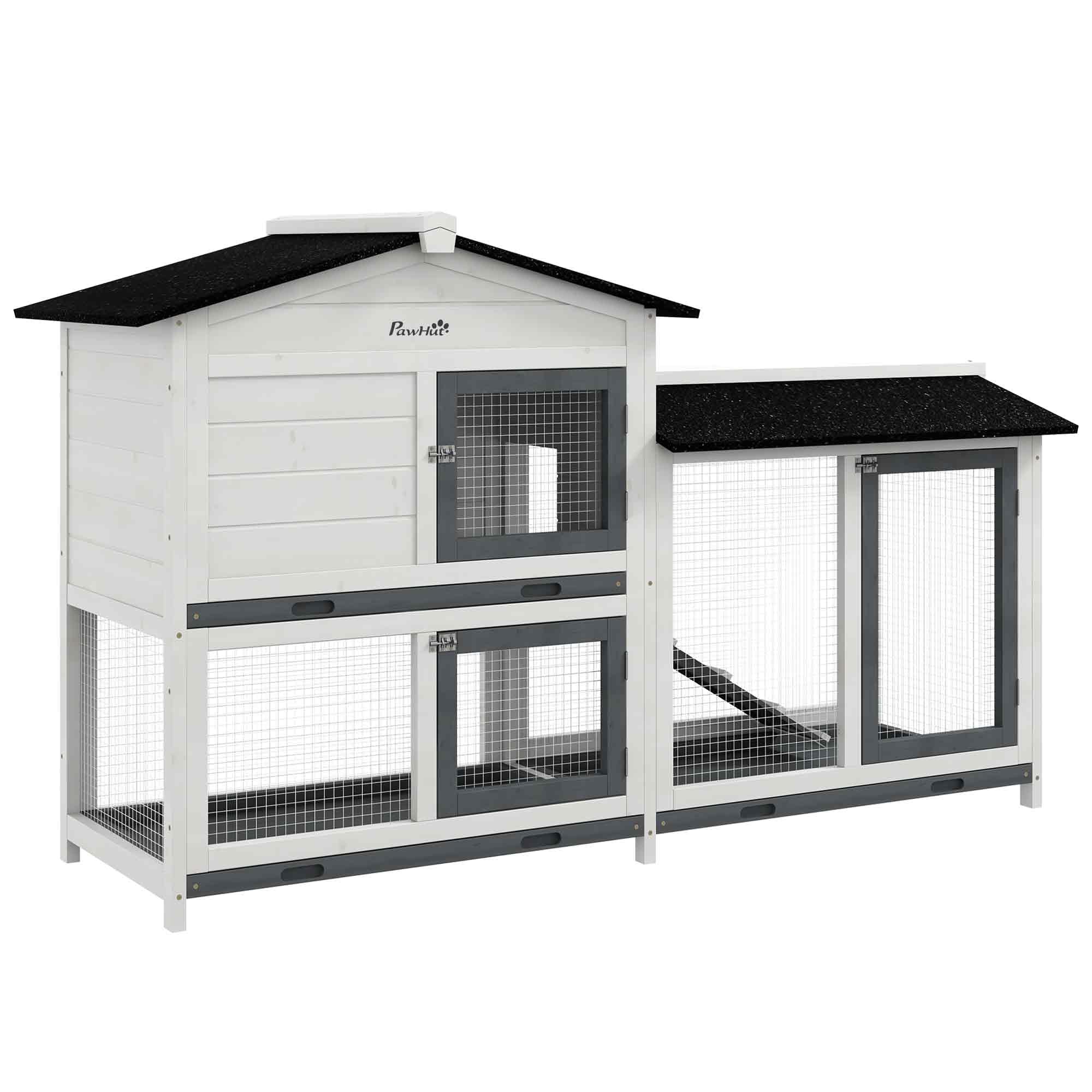 PawHut 62 inch Wooden Rabbit Hutch