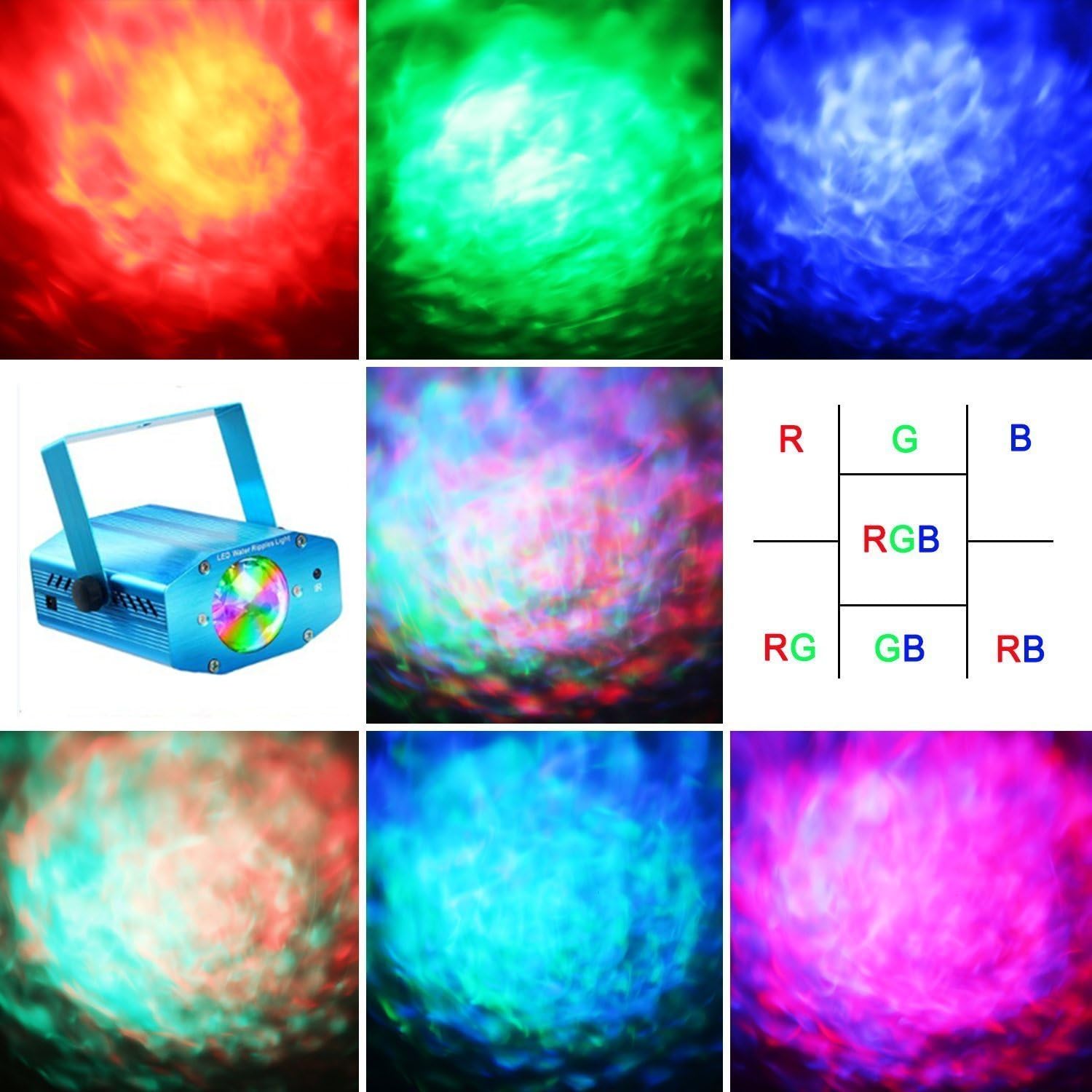 PARTY LIGHTS DISCO BALL-Coidea 7colors Ocean Wave Projector Light Show for parties DJ Karaoke Wedding Chrismas Outdoor and more(with Remote)