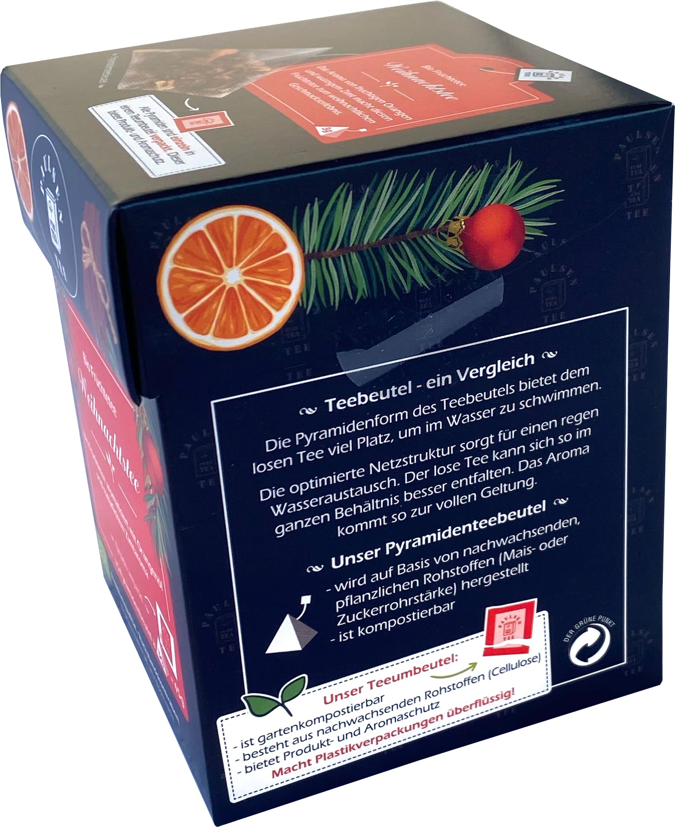 Paulsen - Bio Weihnachtstee - Früchtetee - im Pyramidenbeutel, einzeln kuvertiert - 15 x 3 g pro Faltschachtel- 45g (12er-Pack)