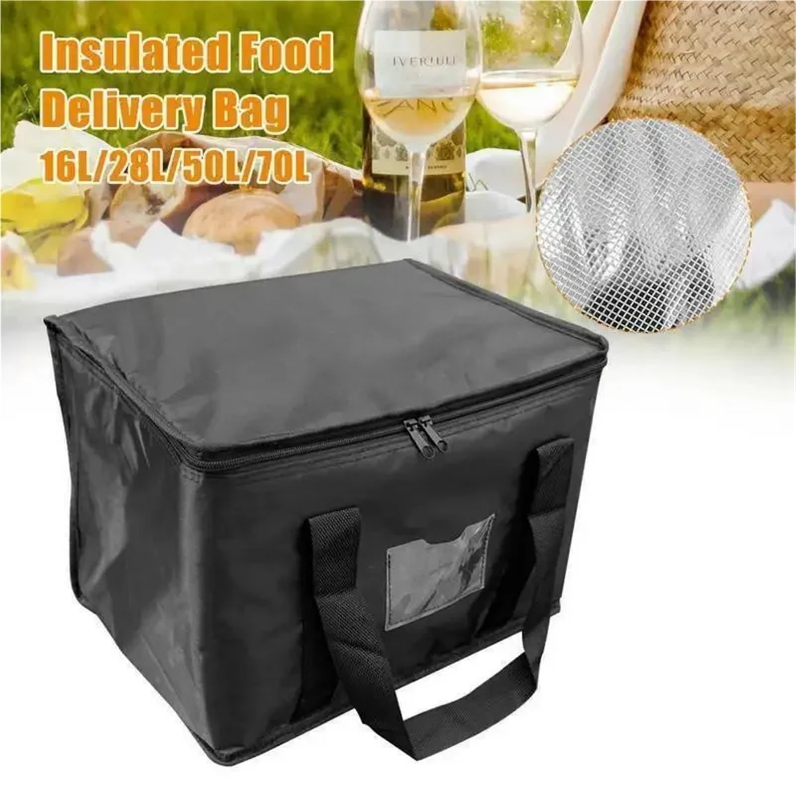Bolsa termica Aislamiento térmico aislado for mantener el frío, gran capacidad, portátil, almuerzo, cremallera, Picnic, Camping, papel de aluminio for alimentos para Exteriores(16L-50L-1SET)