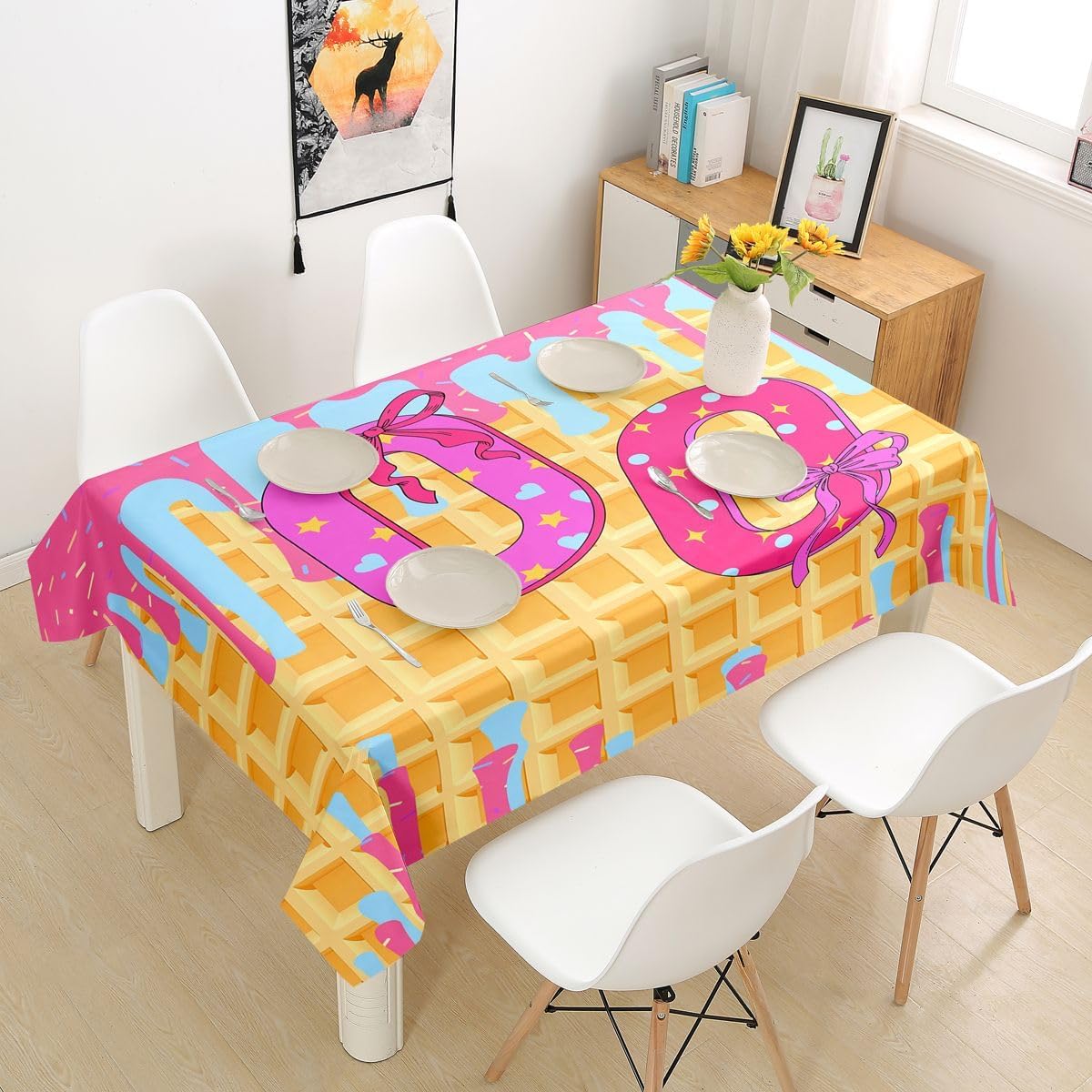 Homewish Get Naked Tablecloths,Silvery Diamonds Glitter Table Cloth,Sparkling Flash Drip Table Accessories for Kitchen Dining Room Decor,Trendy Luxury Dining-Table Cover,55"x55"