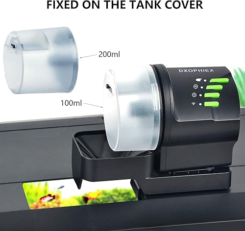 Miniatura 3 de DXOPHIEX Alimentador de peces WiFi dispensador automático de peces alimentador automático de peces de vacaciones para acuario y tanque de tortugas