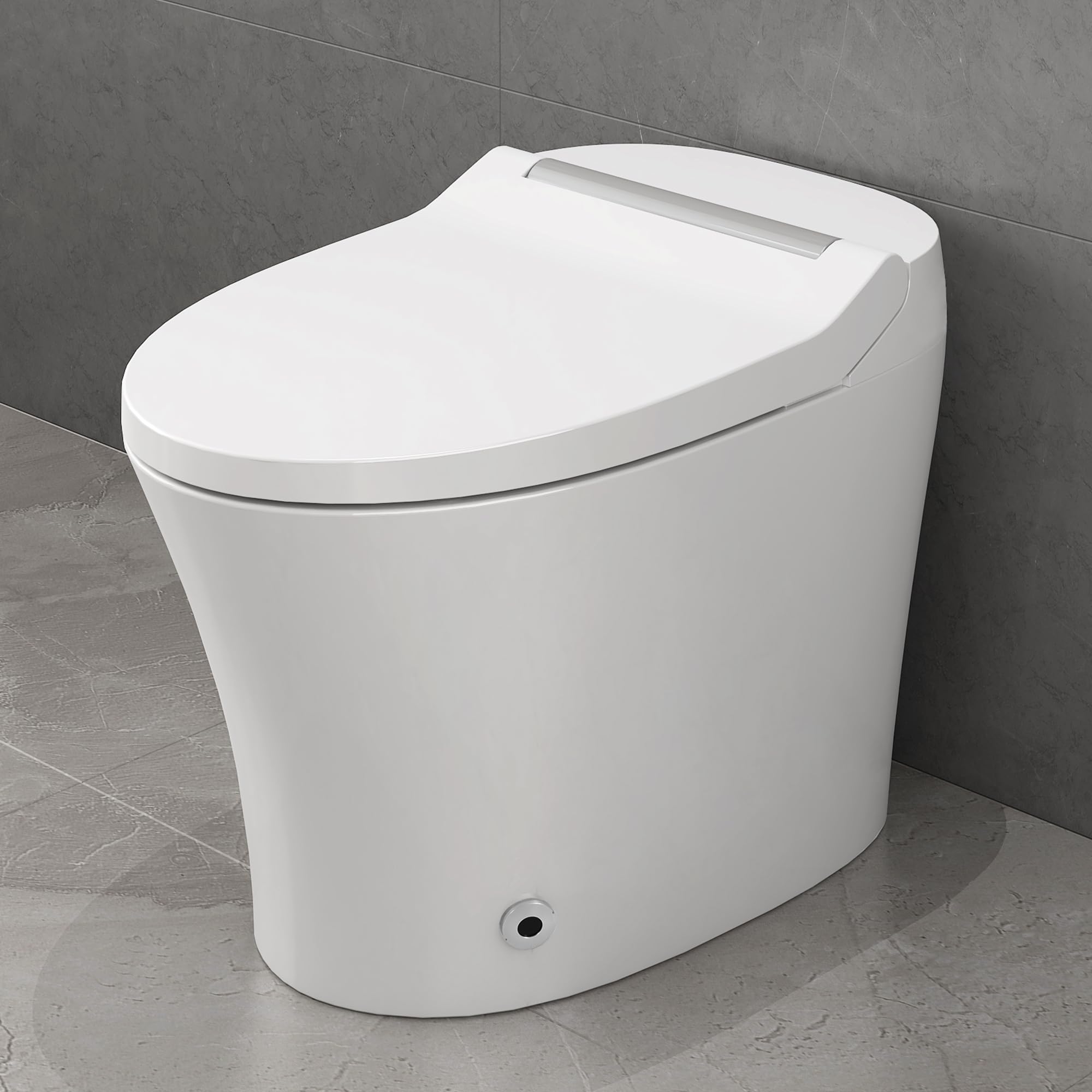 Merax Smart toilet with Built-in Heated Seat, One Piece Elongated Modern Toilet with Adjustable Temp Heated Seat, Auto Flush, Dual Flush Toilet With Foot sensor Flush, White Night Light,Knob Control