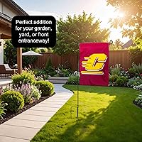 Vista 3 de College Flags & Banners Co. Central Michigan Chippewas - Juego de soporte para bandera de jardín y poste de bandera