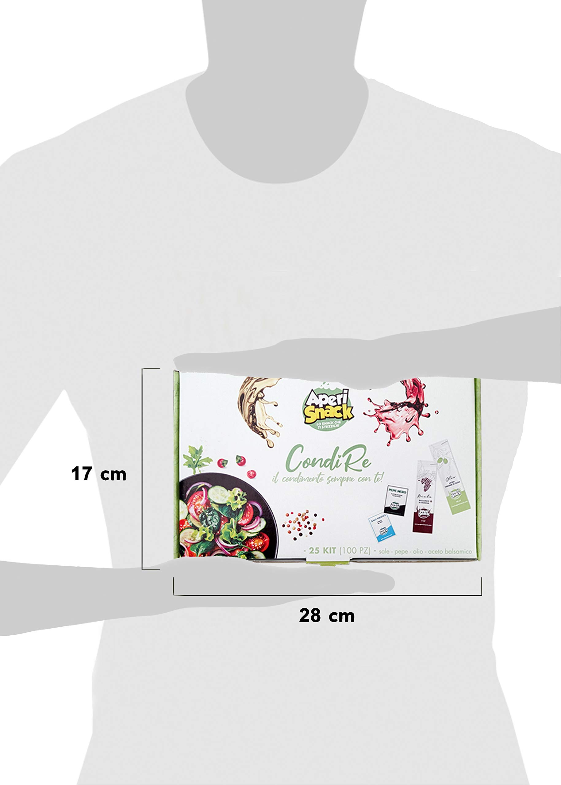 Aperisnack® - AP20.001.03 Condimento per Insalate 100 Kit (400pz) bustine di Sale, Pepe, Olio e Aceto balsamico Modena IGP Monodose