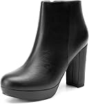 DREAM PAIRS Femmes High Chunky Talon Bottes de cheville Plateforme Courtes Bottes pour femmes
