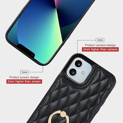 Miniatura 8 de Folosu Funda compatible con iPhone 12 iPhone 12 Pro con soporte para tarjetas, rotación de 360, soporte de anillo de dedo con función atril, bloqueo