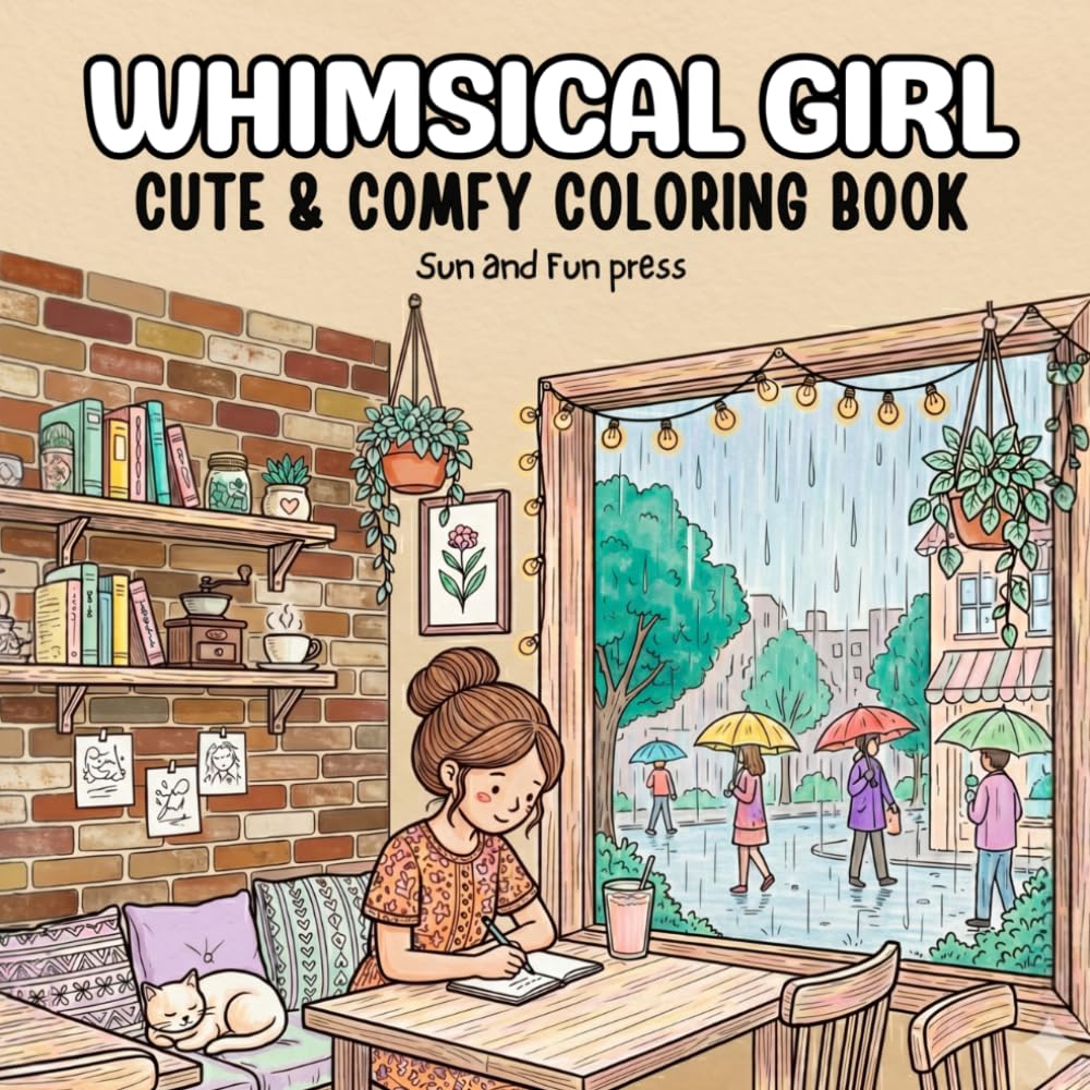 Whimsical Girl: A Cute Bold and Easy Coloring Book for Adults and Teens, Girls, Girl Moments, Kawaii, Little World, Hygge, Girly, Cozy and Comfy ... Magical (Bold & Easy Coloring Books)