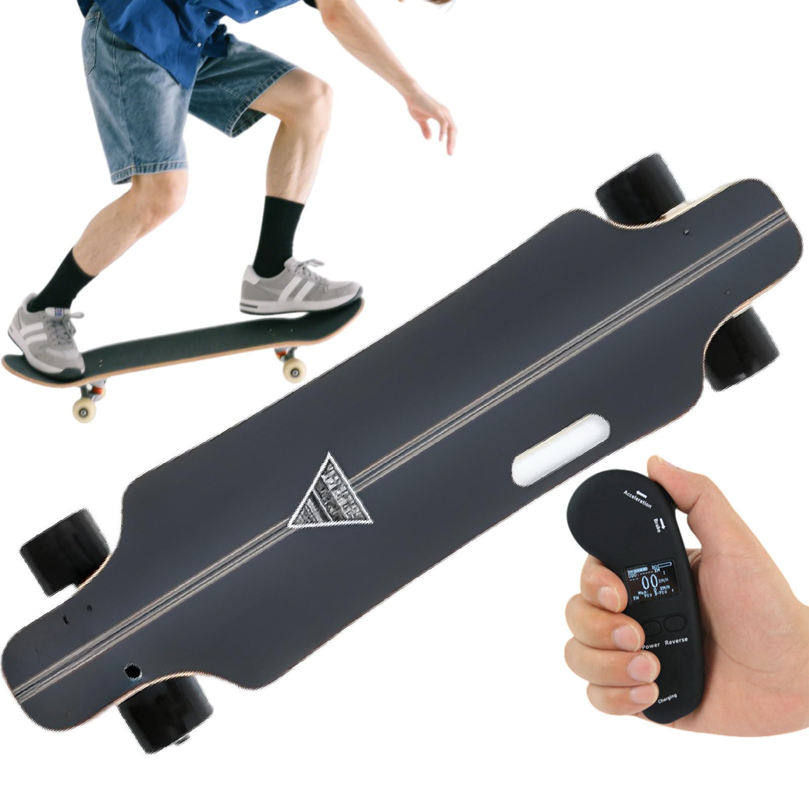 Planche À roulettes Électrique,Planche À roulettes Électrique,Planche À roulettes en Érable 7 Couches,Double Moteur 700 W,4 Vitesses,Pente Maximale De 15-30% Endurance(dualdrive) 16km