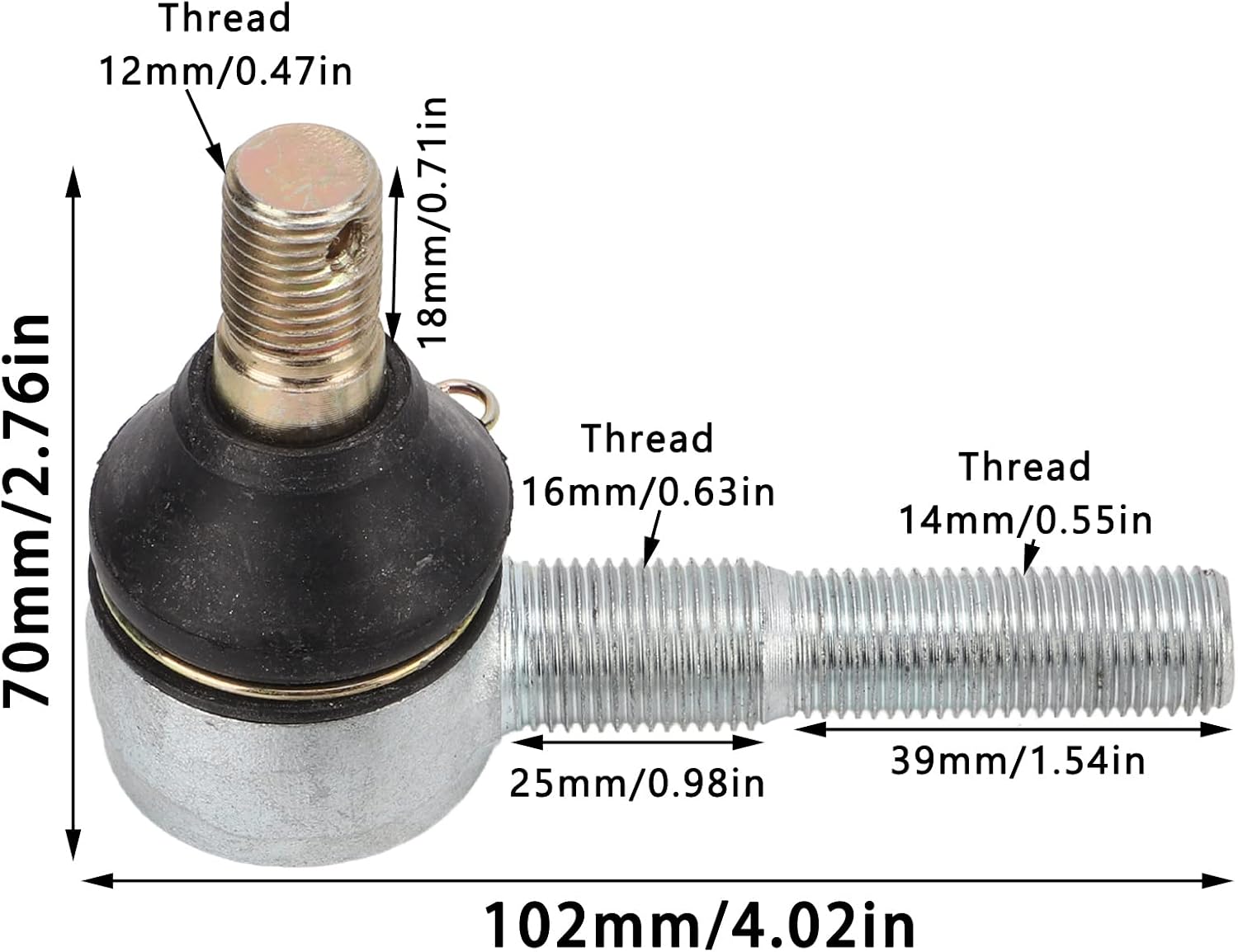 ATV Ball Joint, 12Mm/0.47in Wear Resistant Rust Prevention Steel Tie Rod Ball Joint, UTV Ball Joint for 125Cc 150Cc 200Cc 250Cc Go Kart Quad Motorcycle