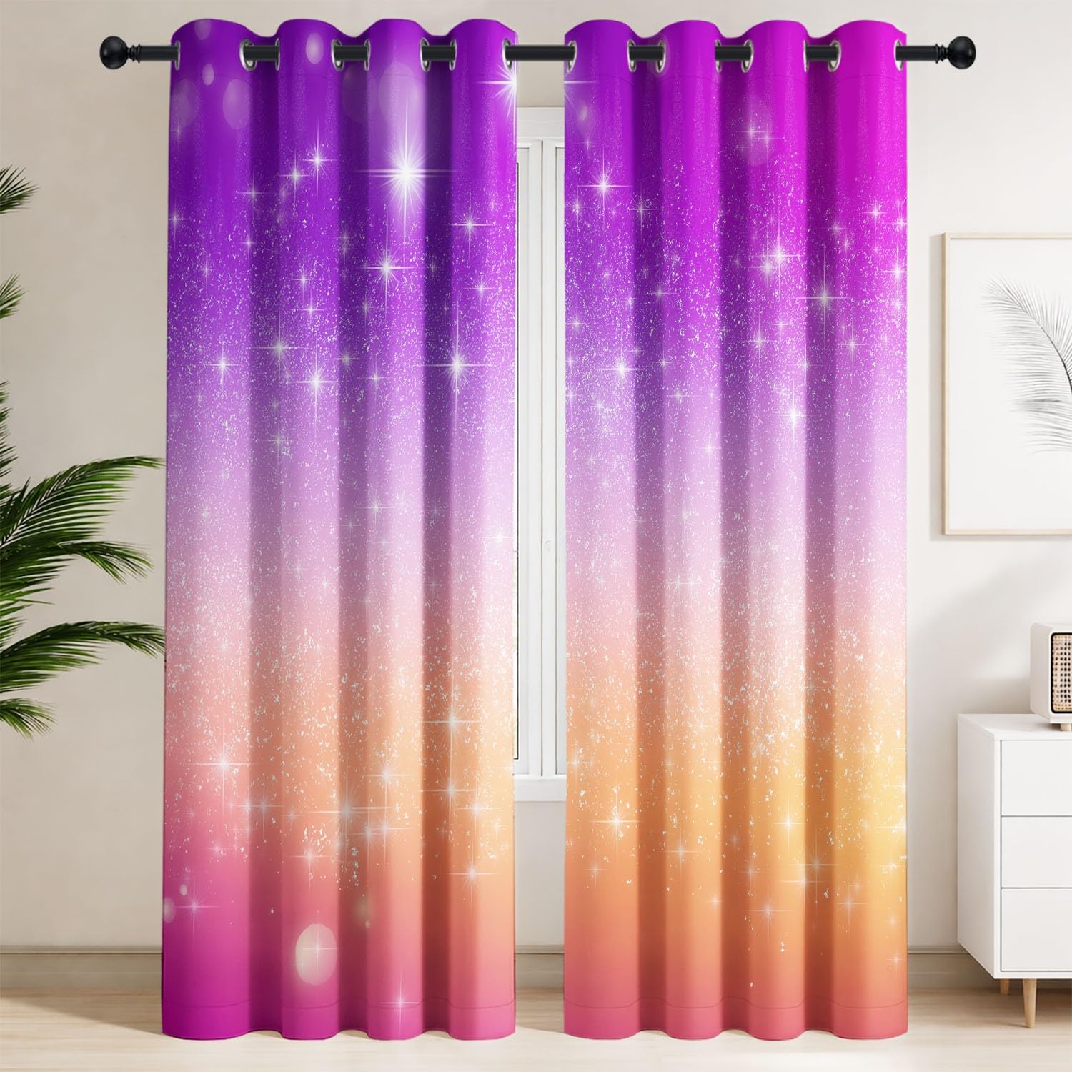 Rideaux Occultants Étoiles rayonnantes 135 x 240 CM | Anti Froid et Chaleur - Lot de 2 Rideaux Style Aurore Magique, Ciel éthéré splendide pour Chambre parentale, Chambre onirique