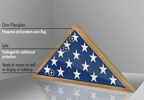 Miniatura 7 de Americanflat Expositor grande de bandera para bandera funeraria en madera de granero  Se adapta a una bandera plegada de 5 x 9.5  Estuche de bandera