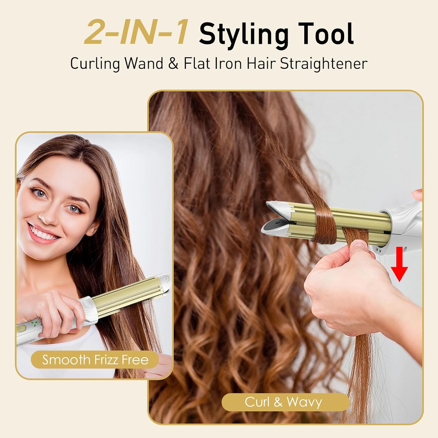 TOME Cool Air Styler 2-in-1 Curl Straighten, Ceramic, Dual Voltage 110–240V