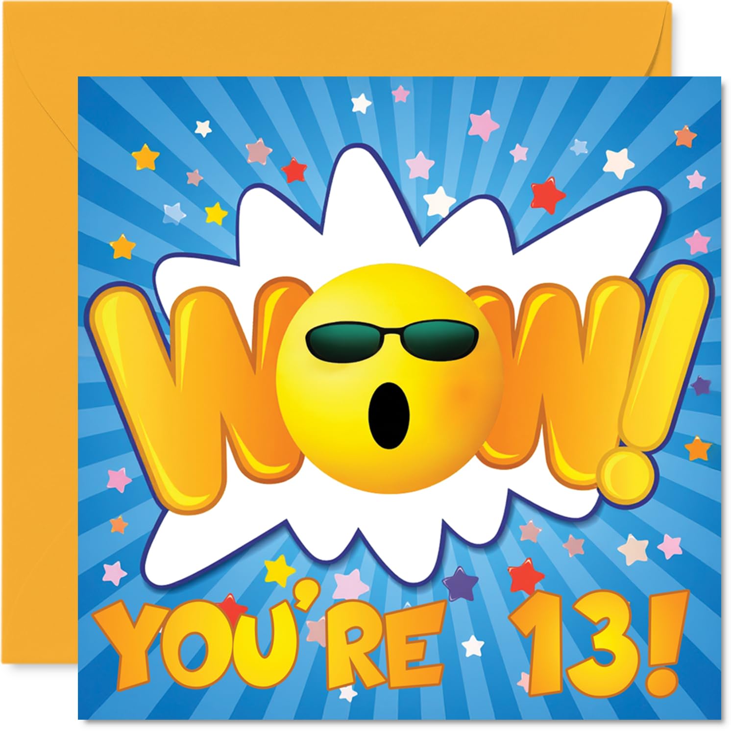 13th Birthday Cards for Girls Boys - WOW - Happy Birthday Card for 13 Year Old Girl Boy Niece Son Brother Granddaughter, 145mm Bday Greeting Cards